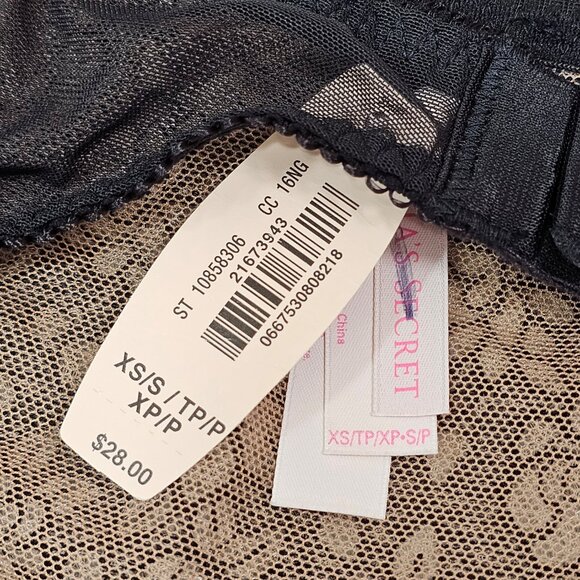 NWT Victoria's Secret Black/Nude Floral Embroidery Wide Garter Belt Size XS/S - Picture 7 of 7